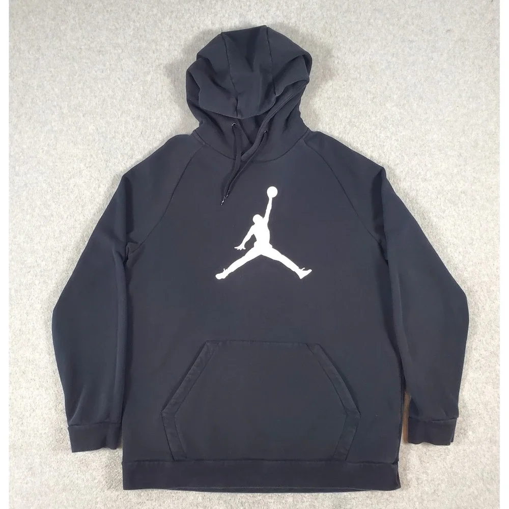 Jordan Jumpman Hoodie Mens Size XL Black White Logo Fleece Pullover Sweatshirt